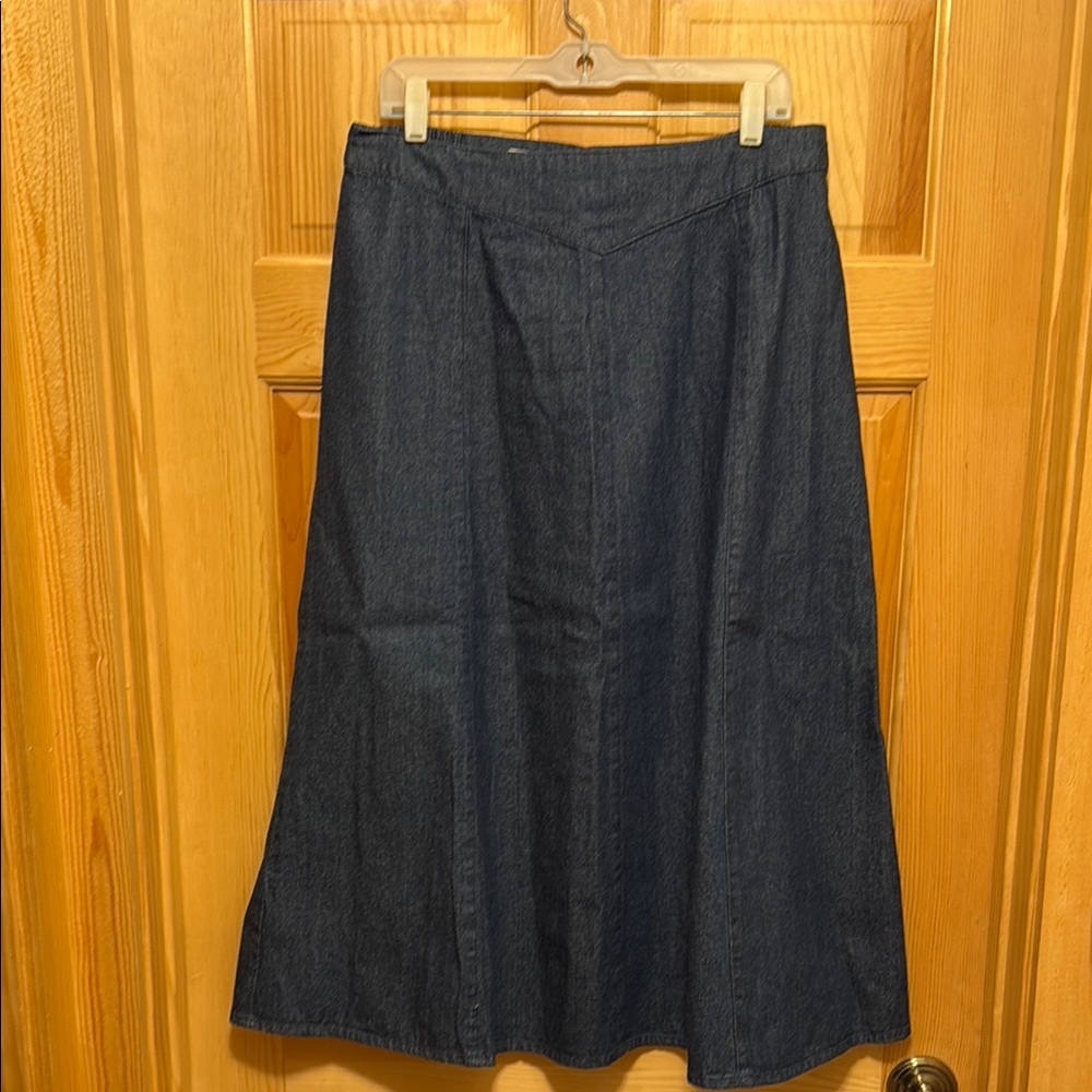 Blue A-Line Midi Skirt